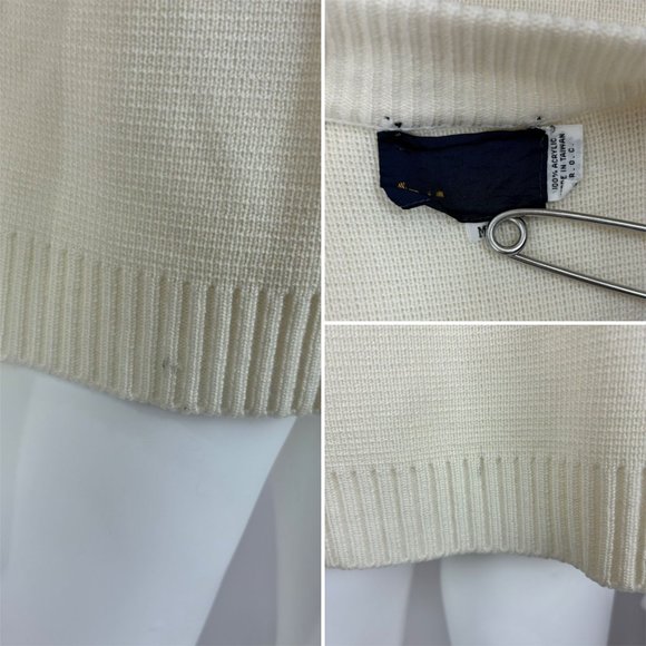 Vintage 80s Nautical Sweater Embroidered Sailboat Zip Up Cardigan - Picture 9 of 10
